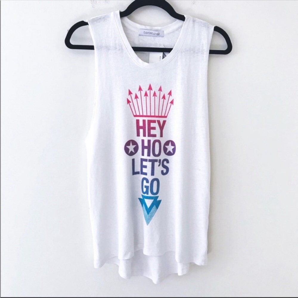 Daydreamer Hey Ho Ramones Lyric Tank, NWOT P2P 19”